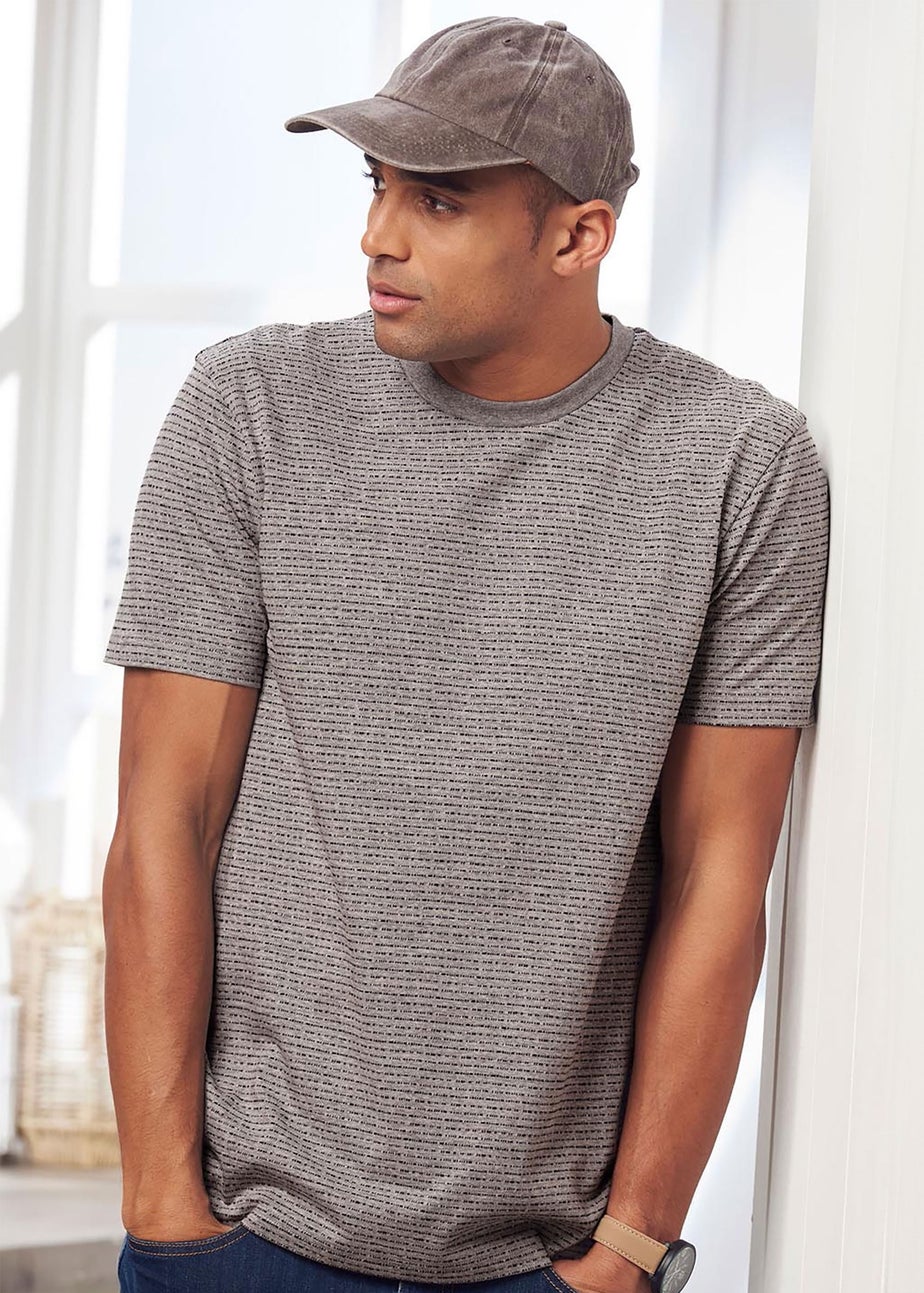 Cotton Traders Grey Marl Crew Neck Textured T-Shirt