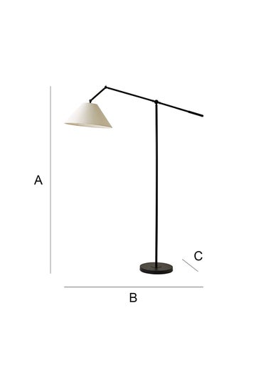 ValueLights Layla Black Adjustable Floor Lamp with Linen Shade