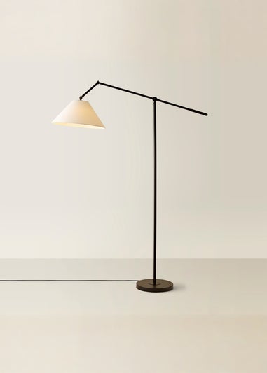 ValueLights Layla Black Adjustable Floor Lamp with Linen Shade