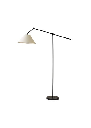 ValueLights Layla Black Adjustable Floor Lamp with Linen Shade