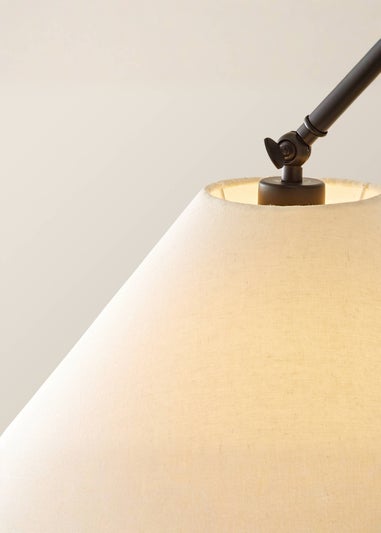 ValueLights Layla Black Adjustable Floor Lamp with Linen Shade