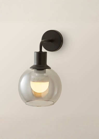 ValueLights Bellamy Black Glass Globe Rechargeable Wall Light