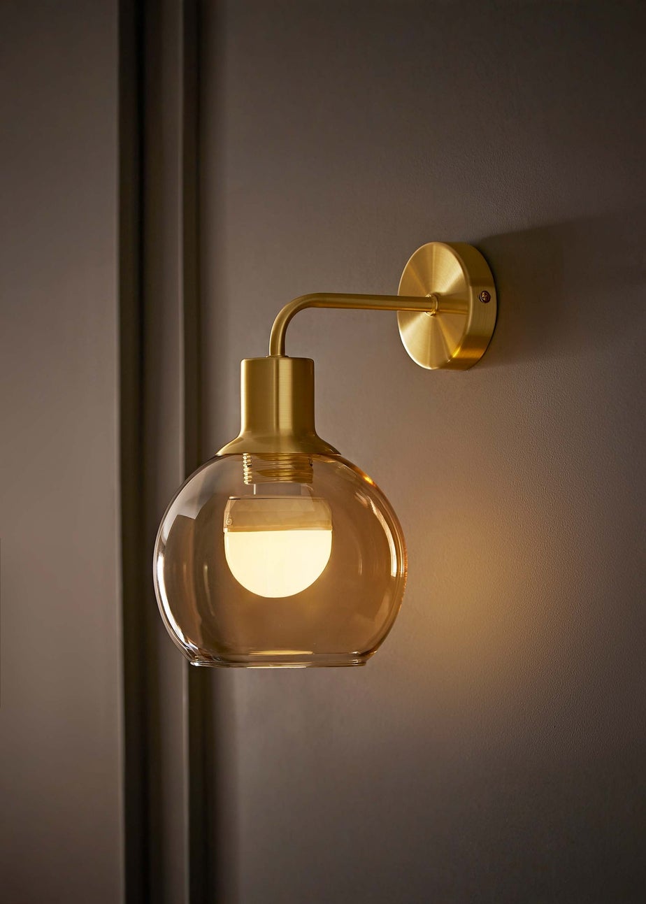 ValueLights Bellamy Gold Glass Globe Rechargeable Wall Light