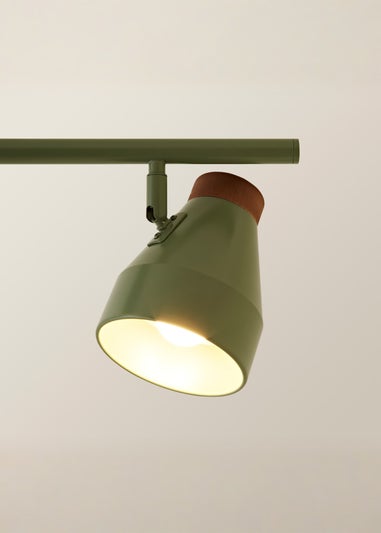 ValueLights Parker Green & Walnut 3 Way Ceiling Light