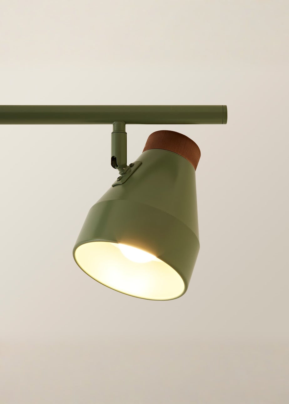 ValueLights Parker Green & Walnut 3 Way Ceiling Light
