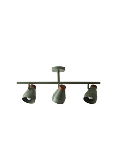 ValueLights Parker Green & Walnut 3 Way Ceiling Light