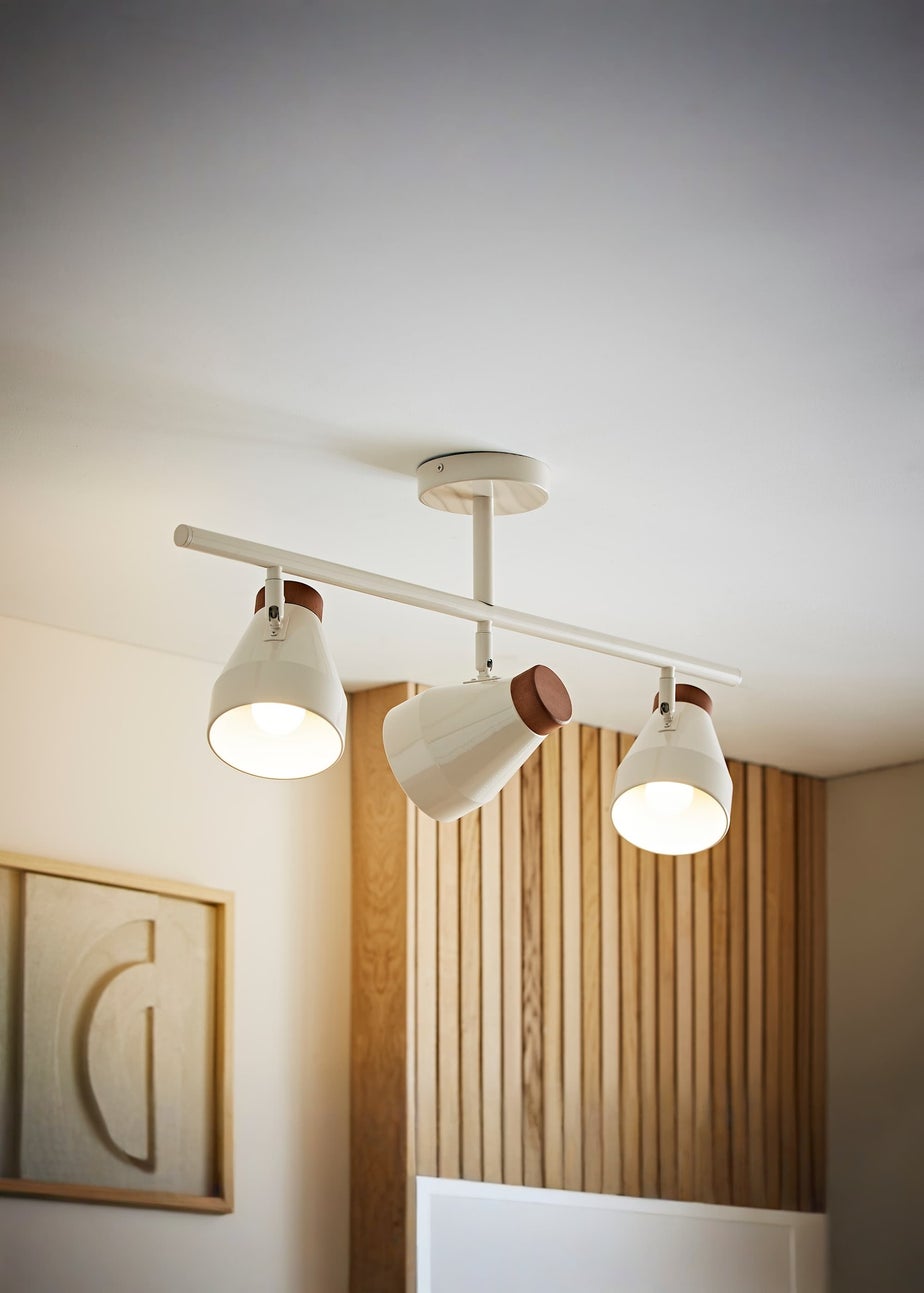 ValueLights Parker Cream & Walnut 3 Way Ceiling Light