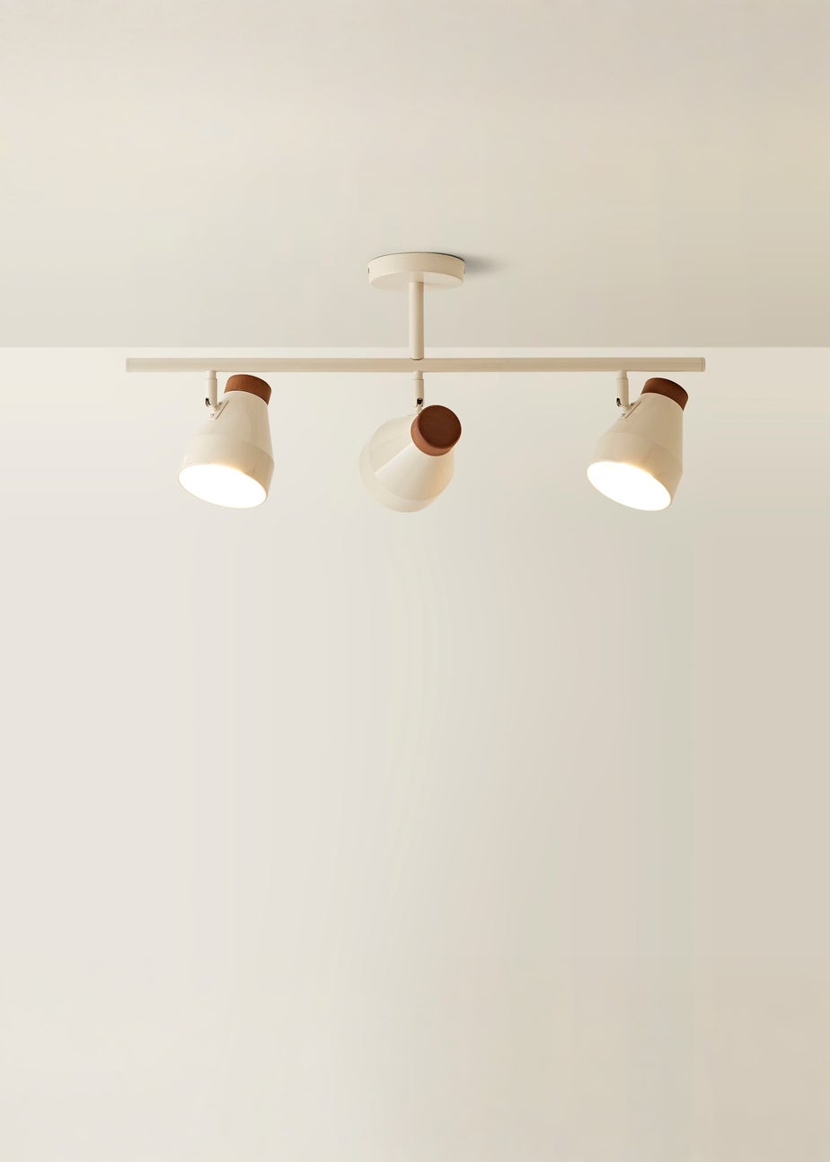 ValueLights Parker Cream & Walnut 3 Way Ceiling Light