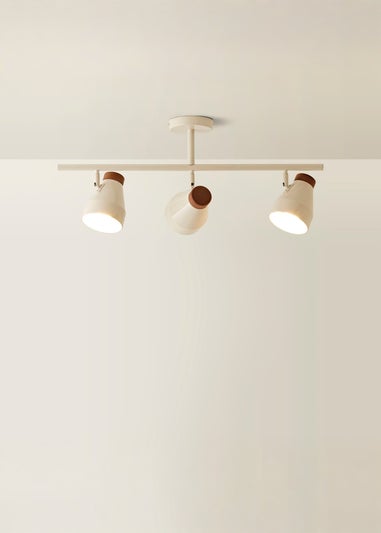 ValueLights Parker Cream & Walnut 3 Way Ceiling Light