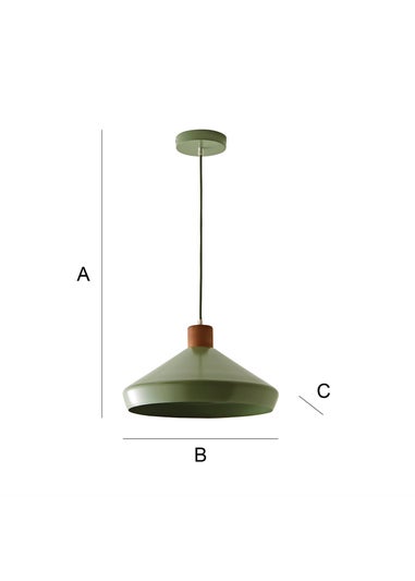 ValueLights Parker Green and Walnut Pendant Ceiling Light