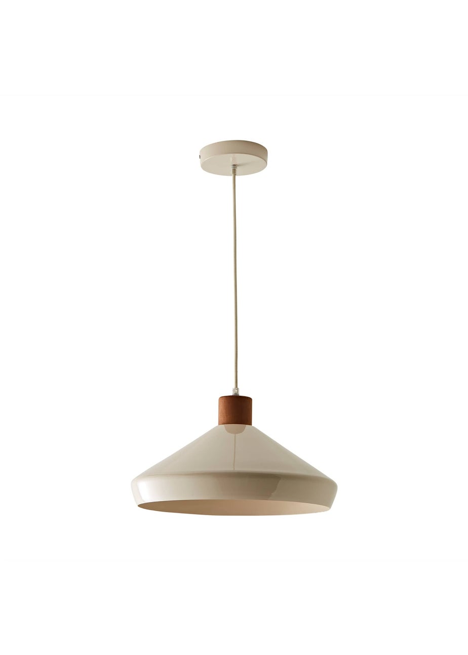 ValueLights Parker Cream and Walnut Pendant Ceiling Light