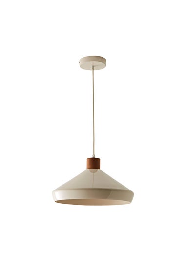 ValueLights Parker Cream and Walnut Pendant Ceiling Light