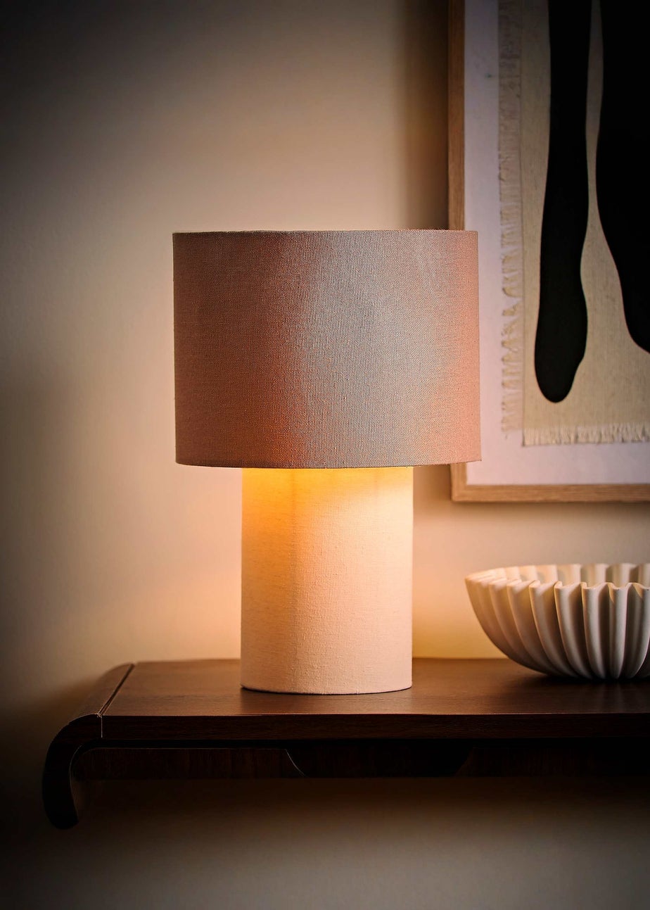 ValueLights Bobby Mocha Fabric Table Lamp