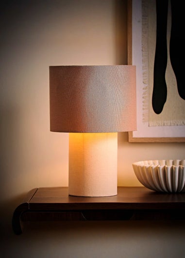 ValueLights Bobby Mocha Fabric Table Lamp