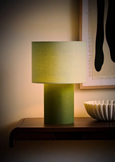 ValueLights Bobby Green Fabric Table Lamp