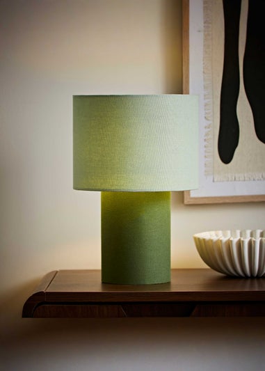 ValueLights Bobby Green Fabric Table Lamp