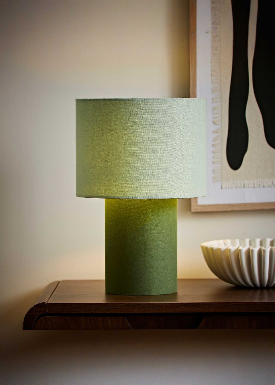 ValueLights Bobby Green Fabric Table Lamp