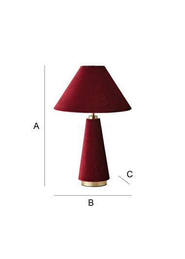 ValueLights Martha Conical Burgundy Velvet Table Lamp