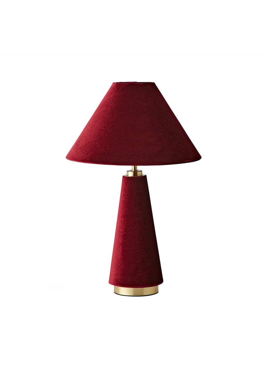 ValueLights Martha Conical Burgundy Velvet Table Lamp