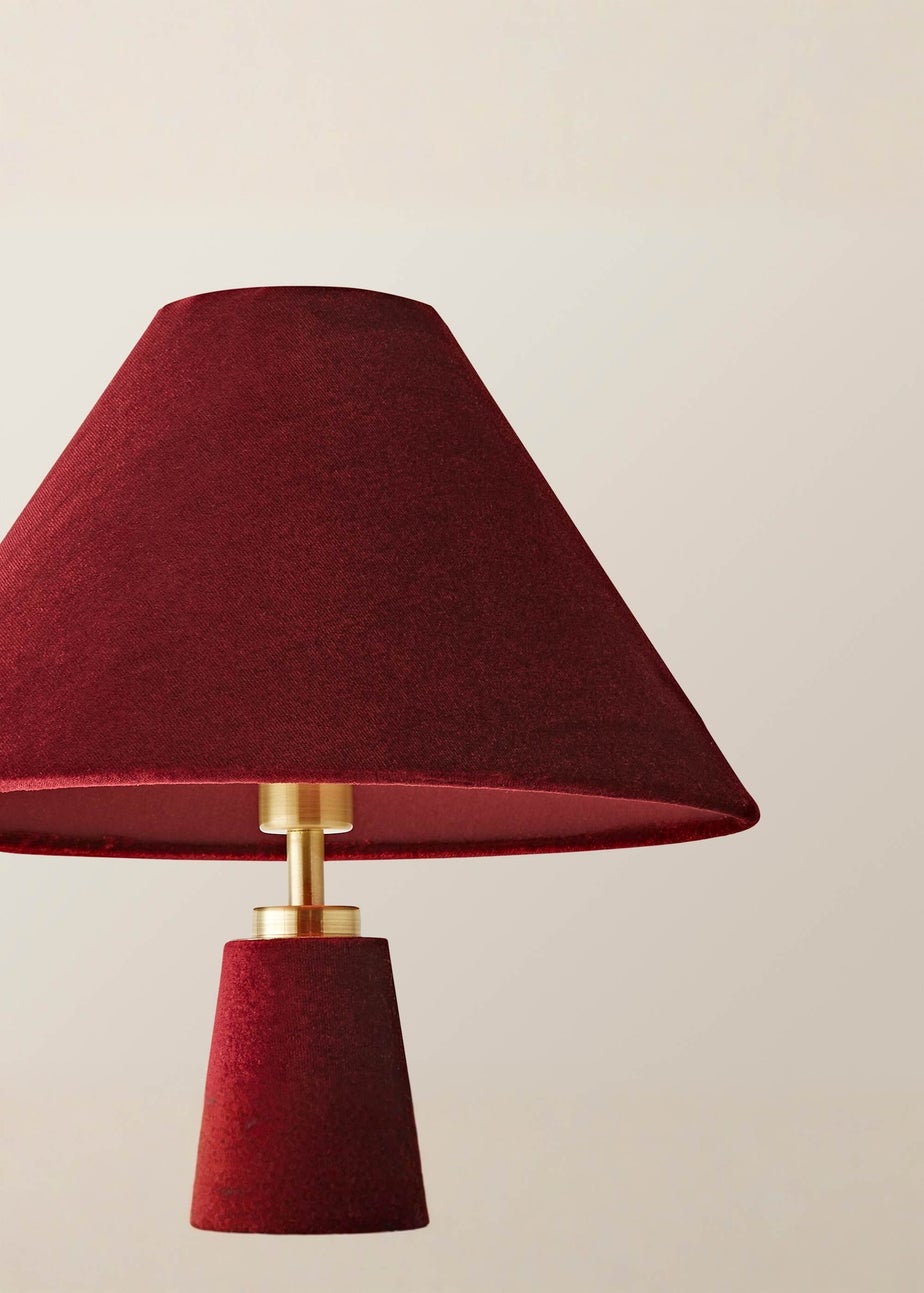 ValueLights Martha Conical Burgundy Velvet Table Lamp