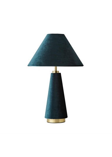 ValueLights Martha Conical Teal Velvet Table Lamp