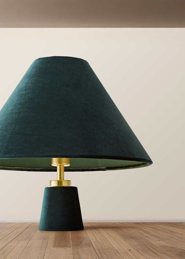 ValueLights Martha Conical Teal Velvet Table Lamp