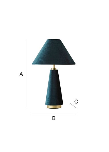 ValueLights Martha Conical Teal Velvet Table Lamp