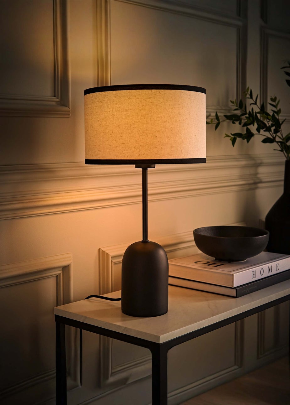 ValueLights Kaiden Dome Table Lamp with Black Trim Linen Shade