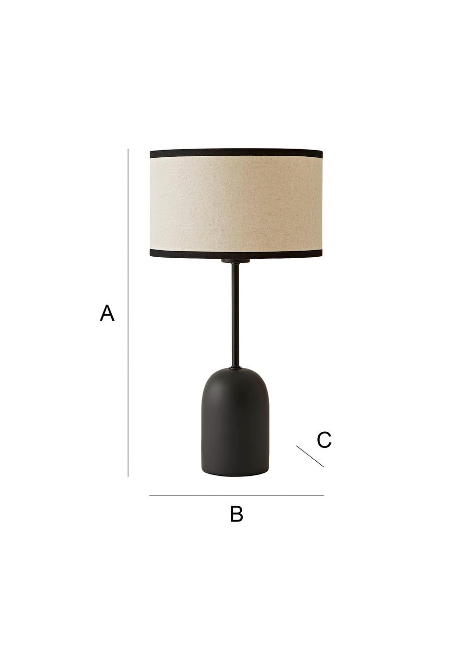 ValueLights Kaiden Dome Table Lamp with Black Trim Linen Shade