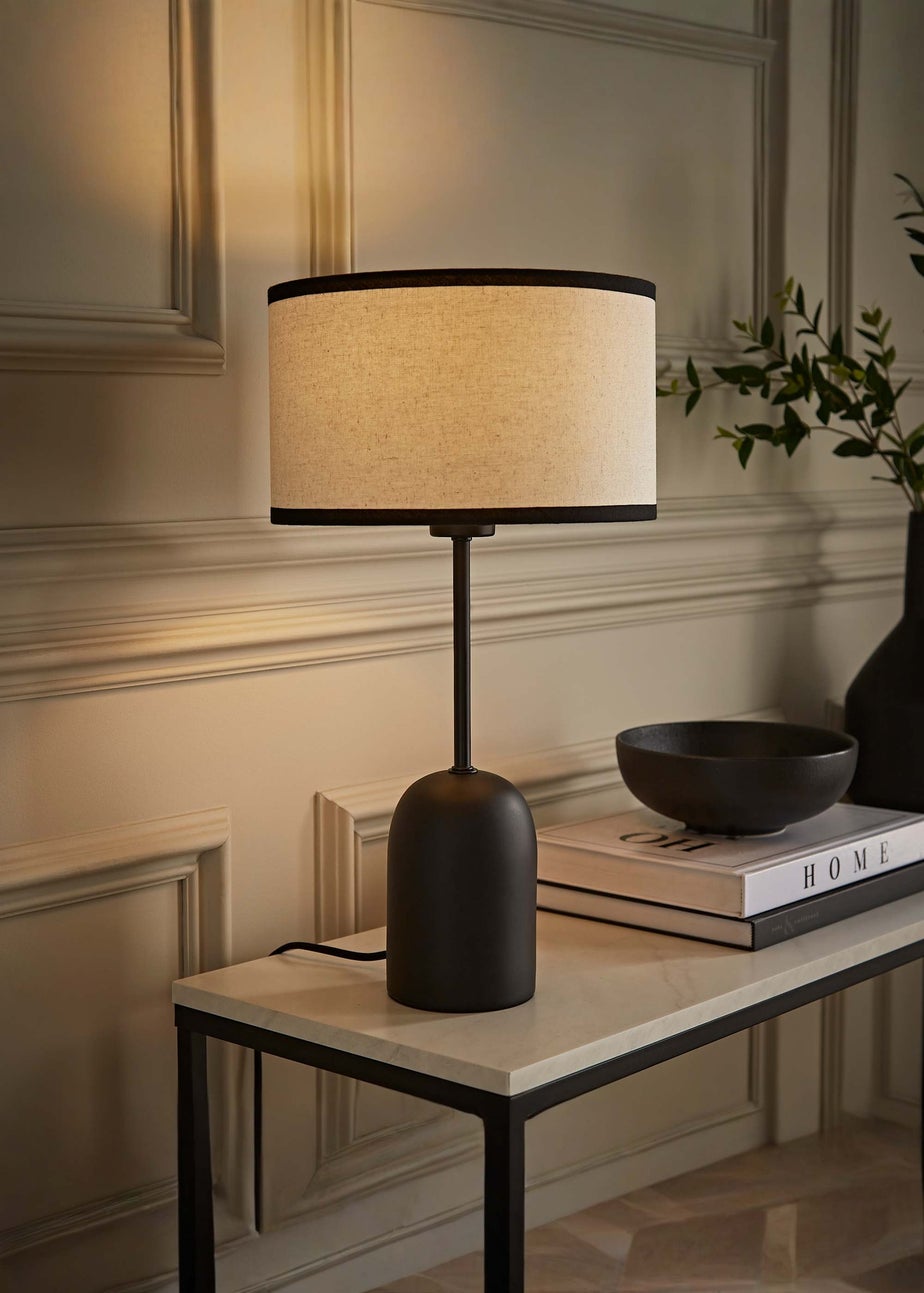 ValueLights Kaiden Dome Table Lamp with Black Trim Linen Shade
