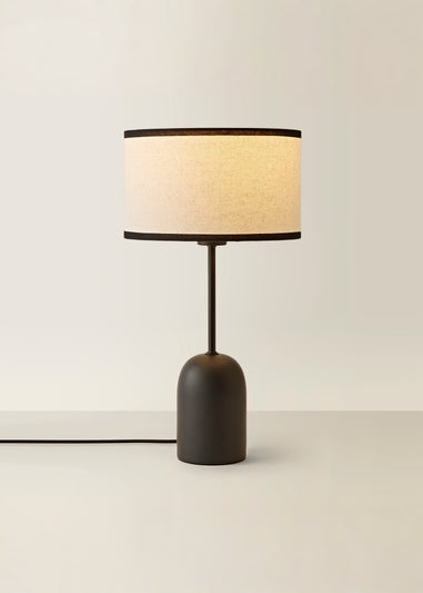 ValueLights Kaiden Dome Table Lamp with Black Trim Linen Shade