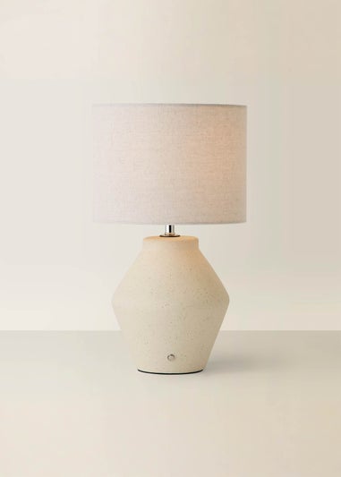 ValueLights Finn Cream Ceramic Rechargeable Table Lamp