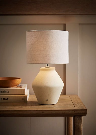 ValueLights Finn Cream Ceramic Rechargeable Table Lamp