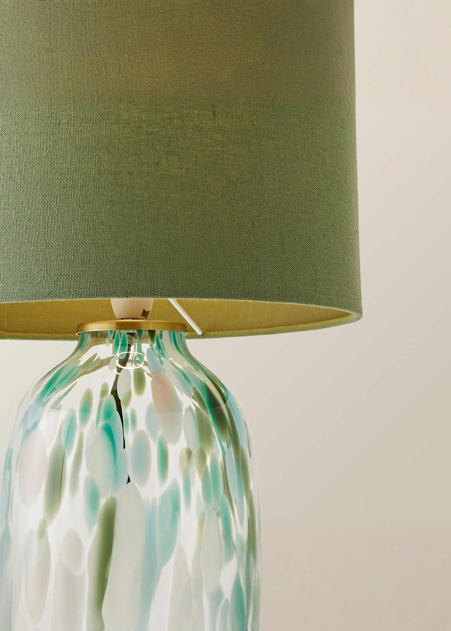 ValueLights Belinda Green Confetti Glass Table Lamp with Shade