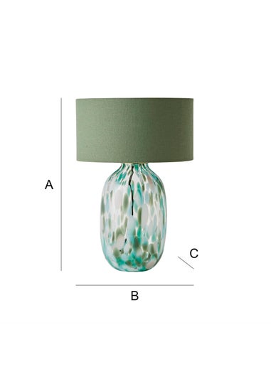 ValueLights Belinda Green Confetti Glass Table Lamp with Shade