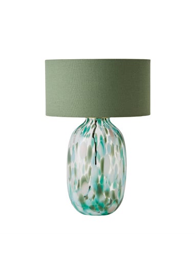 ValueLights Belinda Green Confetti Glass Table Lamp with Shade