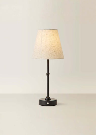 ValueLights Lowe Black Rechargeable Table Lamp with Linen Shade