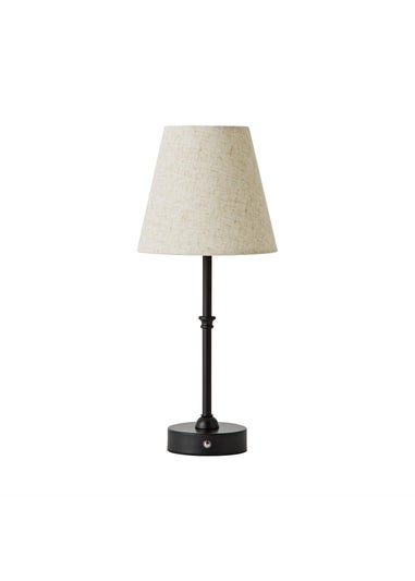 ValueLights Lowe Black Rechargeable Table Lamp with Linen Shade