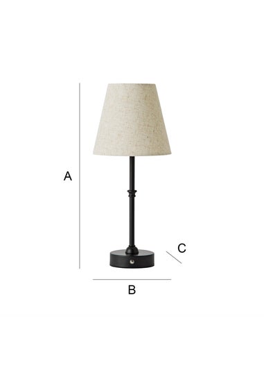 ValueLights Lowe Black Rechargeable Table Lamp with Linen Shade