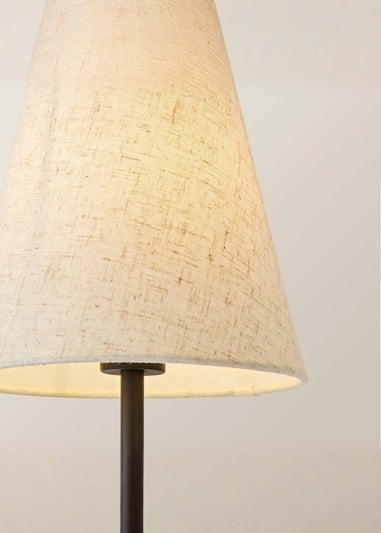 ValueLights Lowe Black Rechargeable Table Lamp with Linen Shade