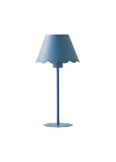 ValueLights Hattie Blue Scallop Rechargeable Table Lamp