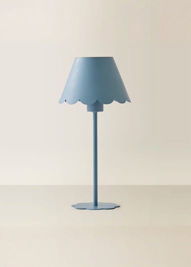 ValueLights Hattie Blue Scallop Rechargeable Table Lamp