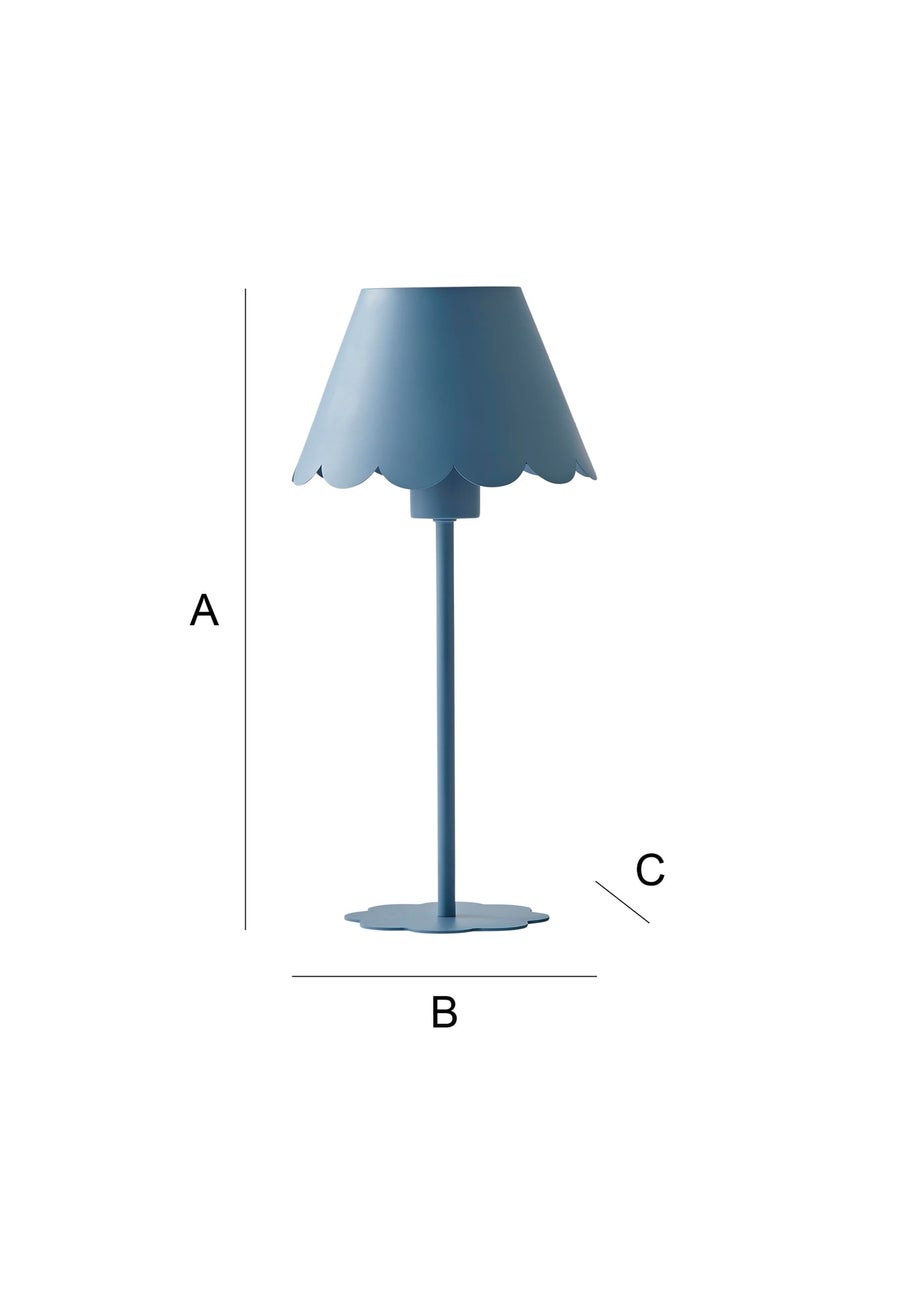 ValueLights Hattie Blue Scallop Rechargeable Table Lamp
