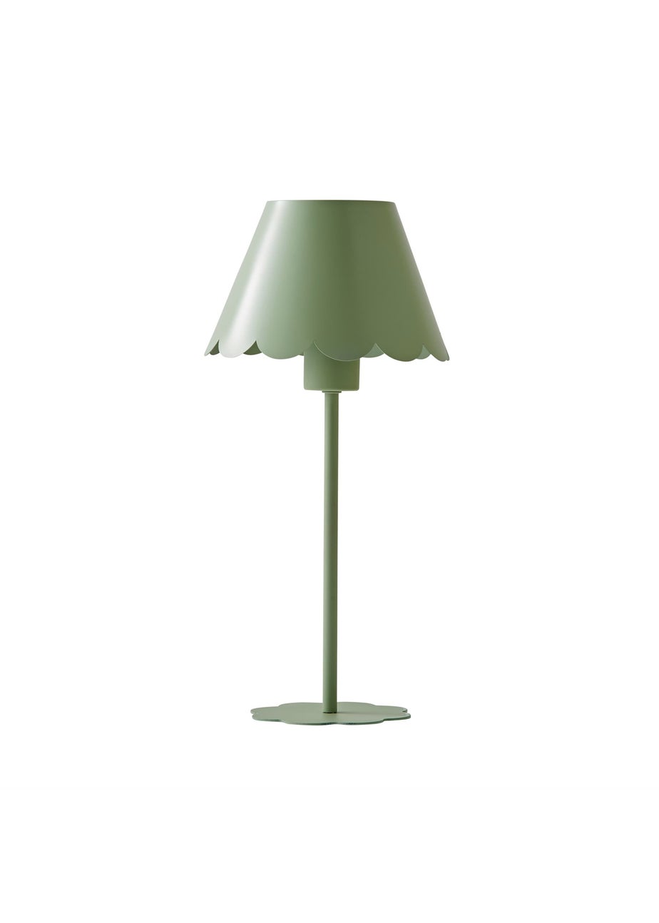 ValueLights Hattie Green Scallop Rechargeable Table Lamp