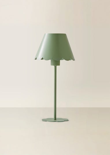 ValueLights Hattie Green Scallop Rechargeable Table Lamp