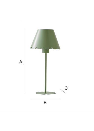 ValueLights Hattie Green Scallop Rechargeable Table Lamp