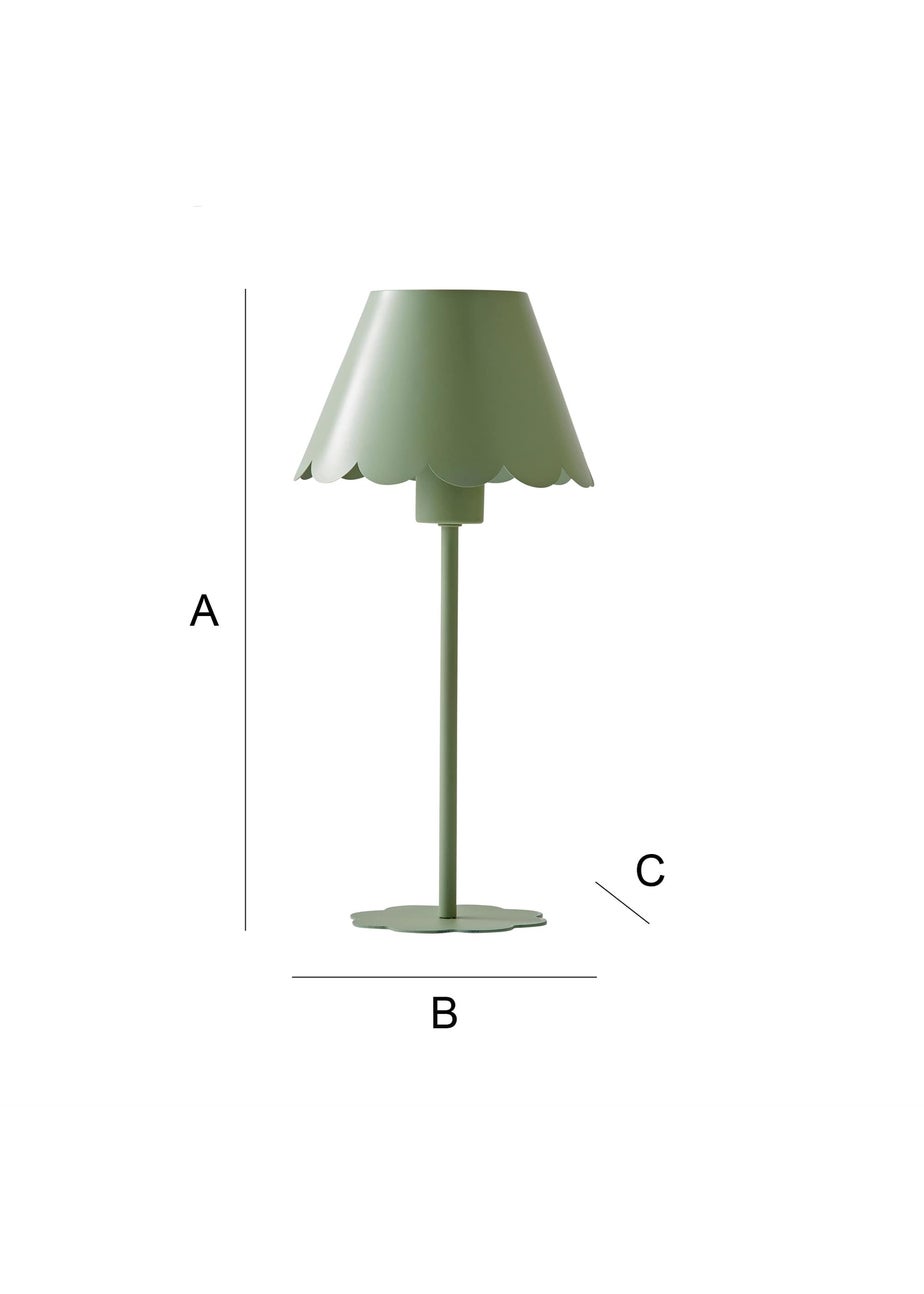 ValueLights Hattie Green Scallop Rechargeable Table Lamp