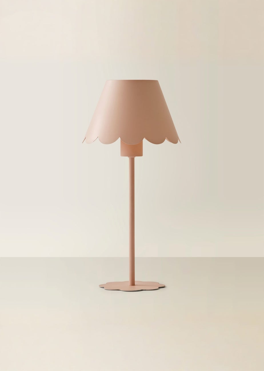 ValueLights Hattie Pink Scallop Rechargeable Table Lamp