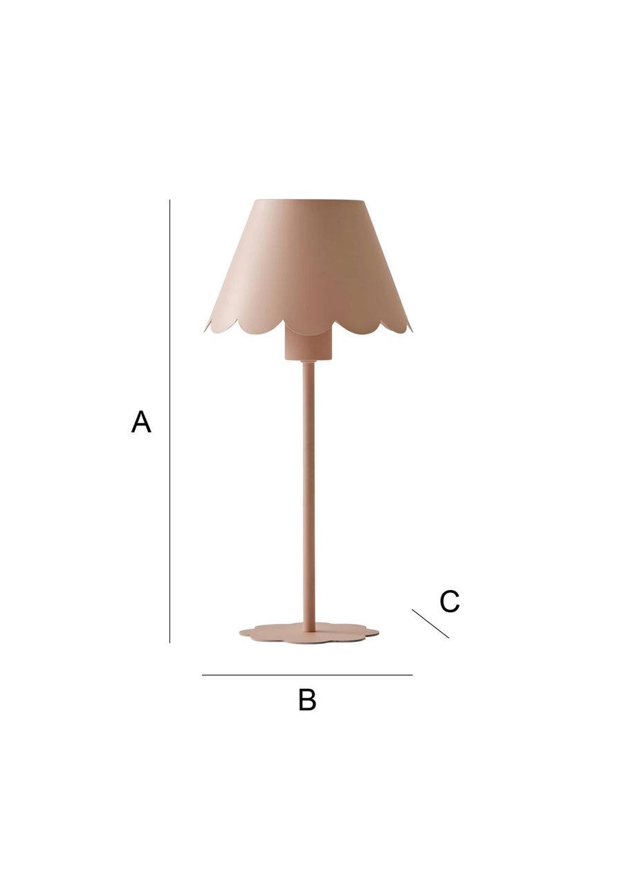 ValueLights Hattie Pink Scallop Rechargeable Table Lamp