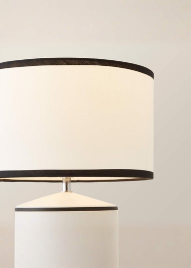 ValueLights Julia Black Trim Ceramic Table Lamp with Linen Shade